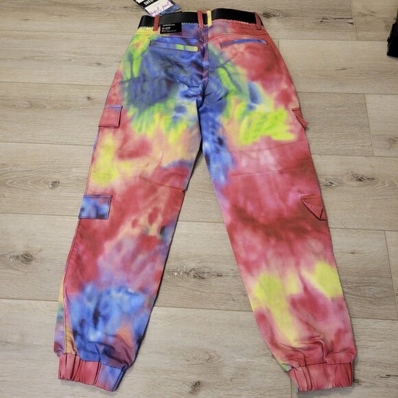 V.I.P. Tie-Dye Cargo Jogger Pants Multicolor Size 3/4 Cotton & Spandex Elastic C - Picture 7 of 8